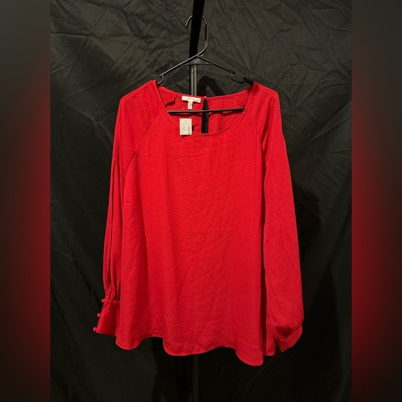 Maurices Red, peek a boo sleeve, Women's Blouse, 2X - Picture 1 of 4